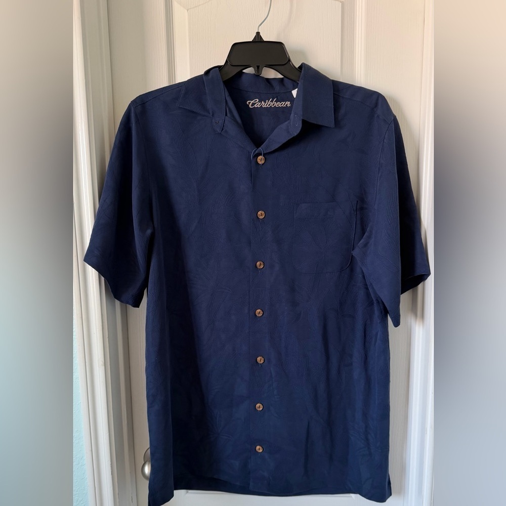 Caribbean Men's Deep Blue Casual Shirt Size- Large Tall